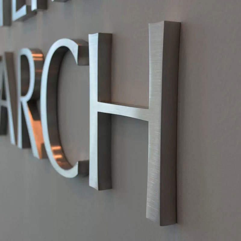 Commercial Wall Sign 3D Illuminated Letters Backlit Led Logo Rose Gold Stainless Steel Metal Light Up Channel Letters Sign
