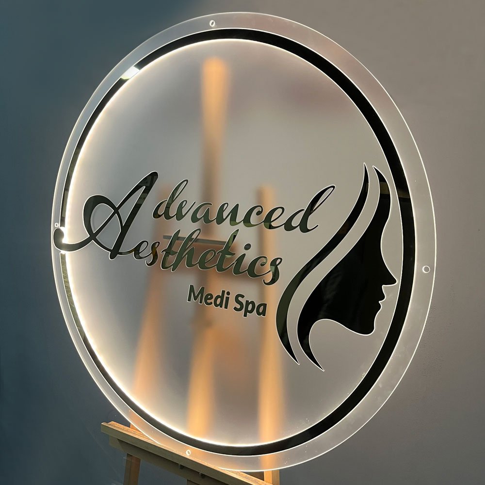 customized Acrylic mirror gold Sign Salon business sign Wall 3d logo round glow signs golden letters