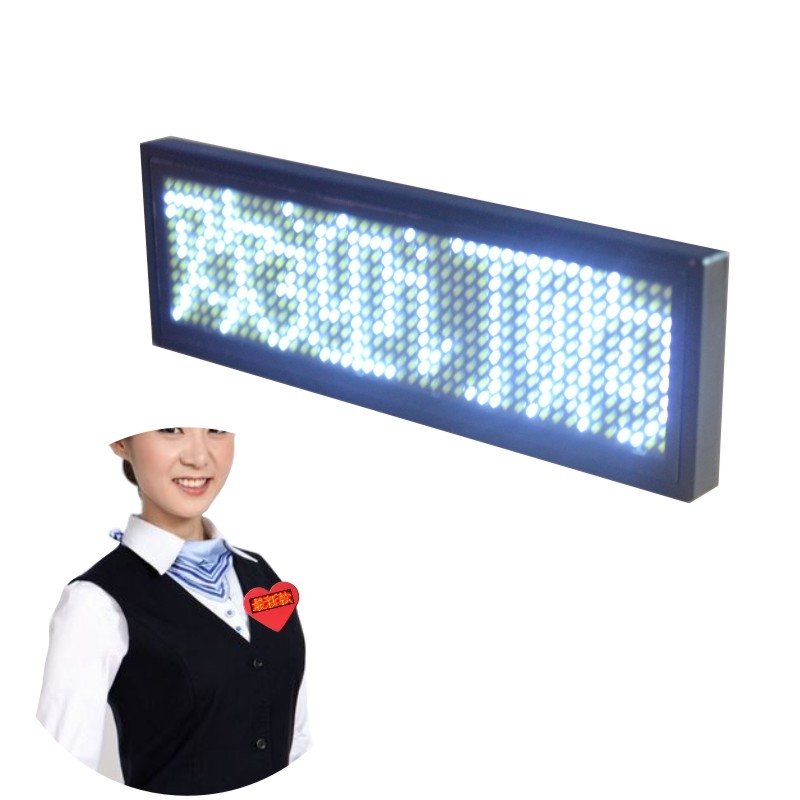 USB Battery Rechargeable LED Name Badge Flashing Light Up Display Ticker Board APP Programmable Digital Price Tag Name Plate