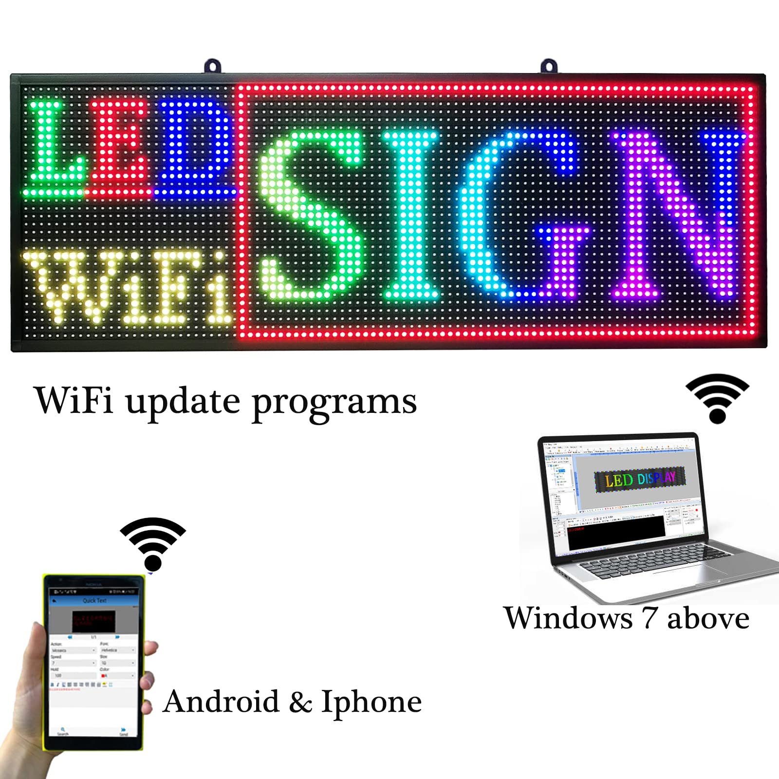 Business store Advertising Board outdoor full color led Programmable scrolling lights sign display led running message display