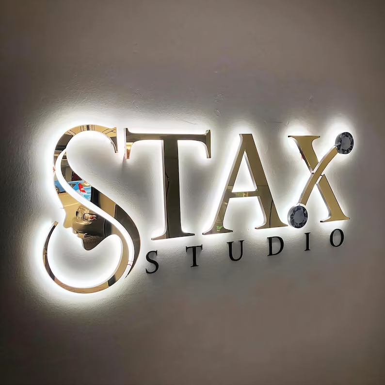 Newest 3d letter sign shop name board company sign logo design lighted coffee custom sign
