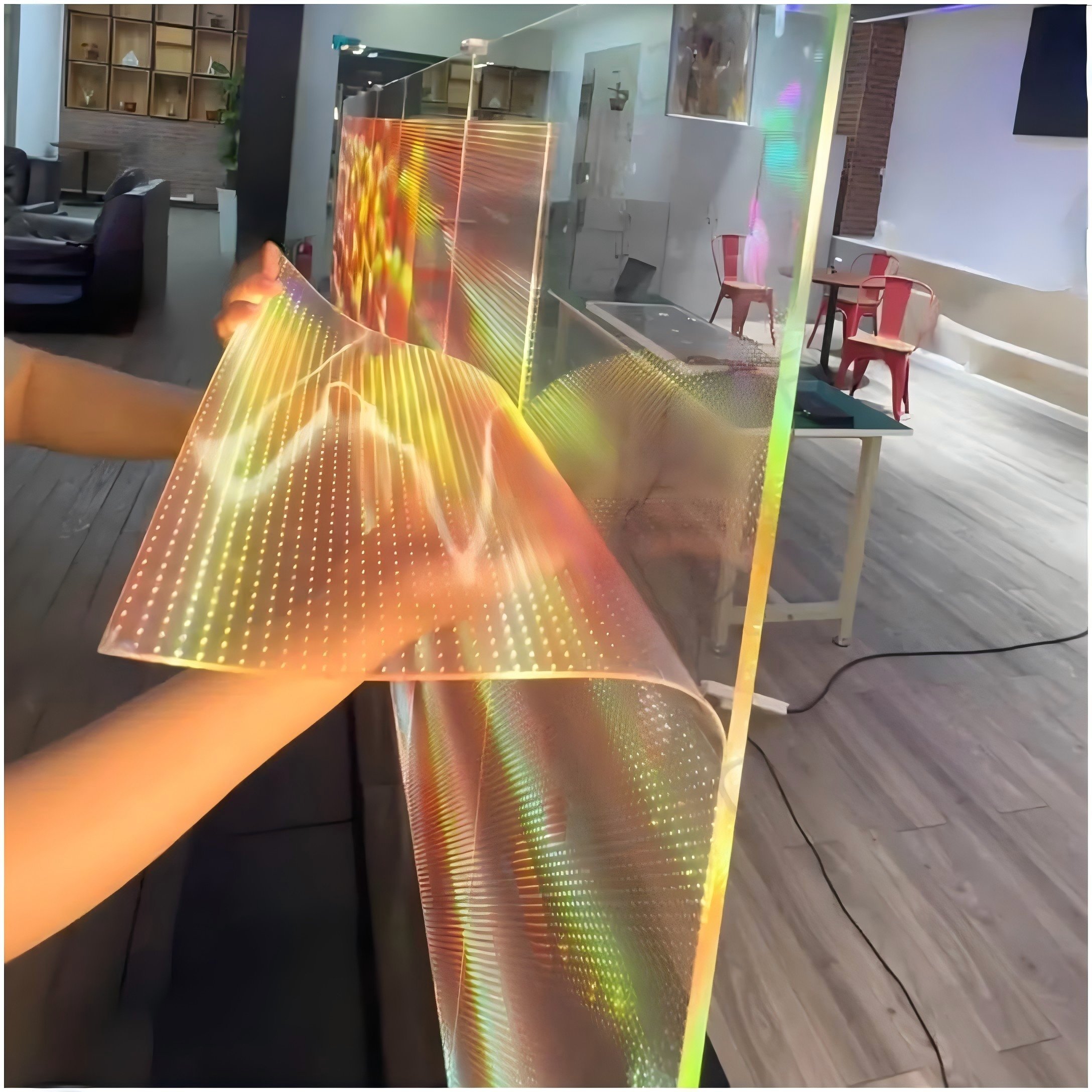 DCSJ LED Flexible Transparent Crystal Film Display Advertising Screen For Glass Door Shopping Mall Led Flexible Screen