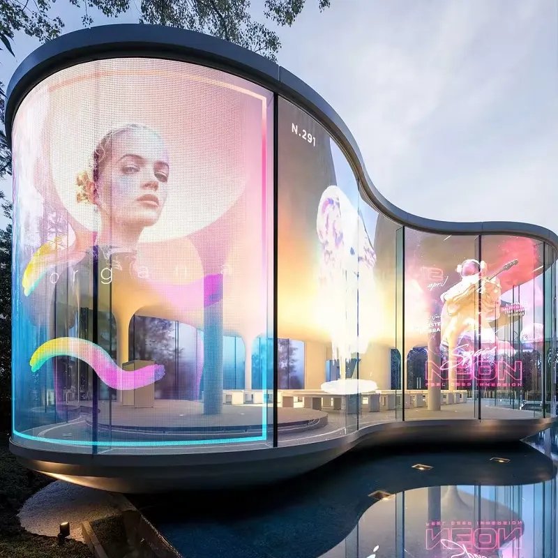 DCSJ LED Flexible Transparent Crystal Film Display Advertising Screen For Glass Door Shopping Mall Led Flexible Screen