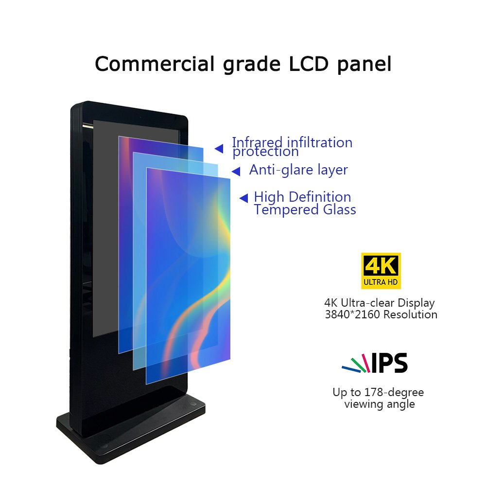 49 inch Kiosk LCD Waterproof Totem Outdoor Capacitive Signage Digital Display Screens Food kiosk menu board Outdoor Advertising