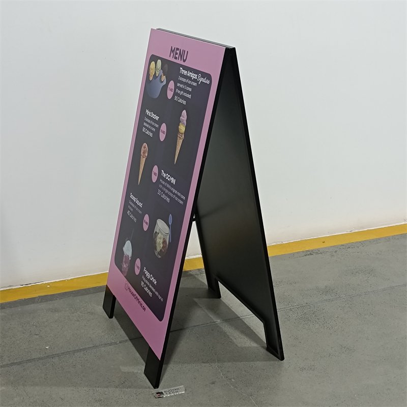 Double-Sided Advertising Board with Stand a Shape Snap Frame Poster Sign for Outdoor Use Metal Material