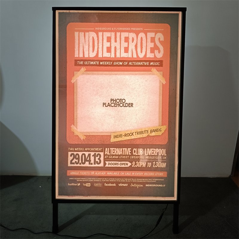 Double-Sided Advertising Board with Stand a Shape Snap Frame Poster Sign for Outdoor Use Metal Material