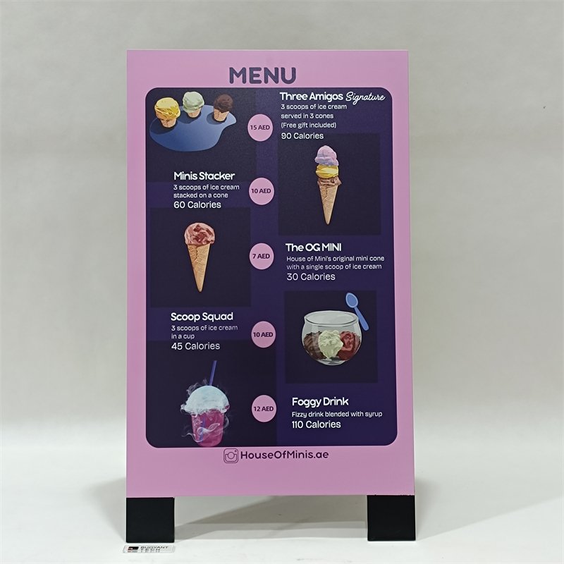 Double-Sided Advertising Board with Stand a Shape Snap Frame Poster Sign for Outdoor Use Metal Material