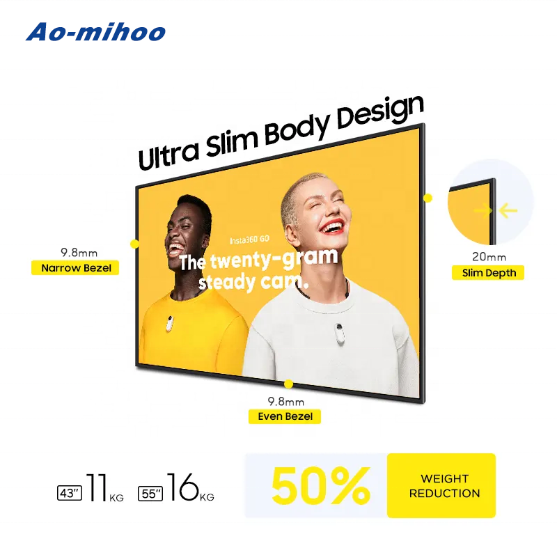 ultra narrow frame 21.5 Inch Portable LCD Screen Advertising Video Display Backpack Human Walking Digital Signage Billboard