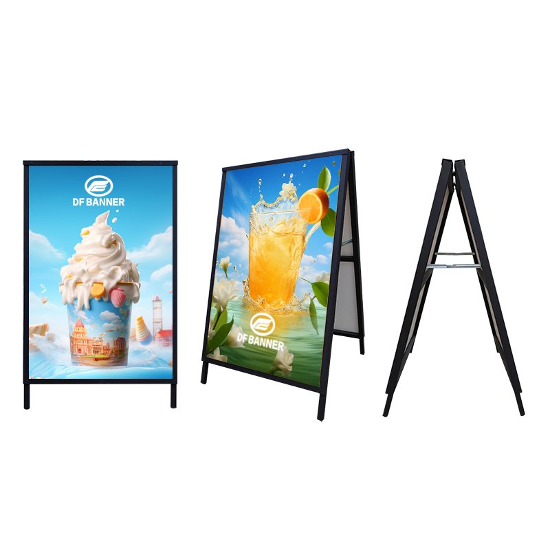 High Quality Portable PVC A-Frame Metal Poster Stand Waterproof Indoor/Outdoor Advertising Sign for Sidewalk Exhibitions
