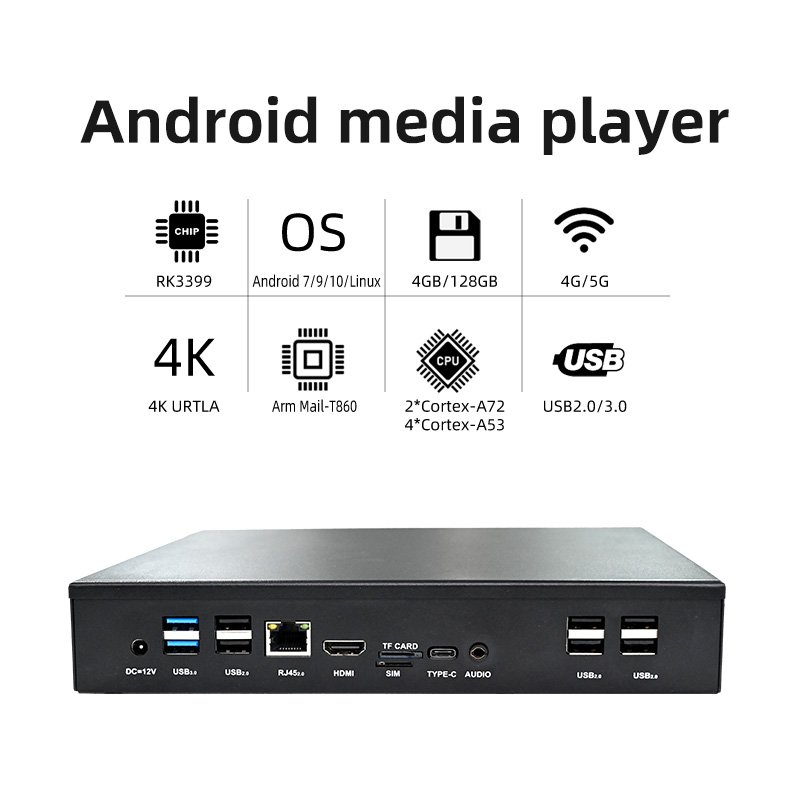 2024 hot sale media player use board android linux arm rk3399 embedded core board for Commercial advertising equipment 4K HD