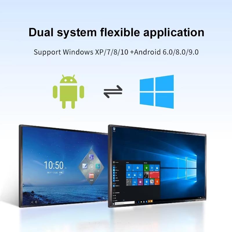 75 Inch Digital Interactive LCD Flat Panel Movable Whiteboard for School Education Touch Screen Smart Elevator Use SDK Function