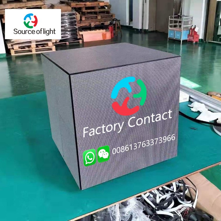 2021 the latest 5th generation cube LED signboard steric door header Polyhedral led advertising board rooftop matchups screen