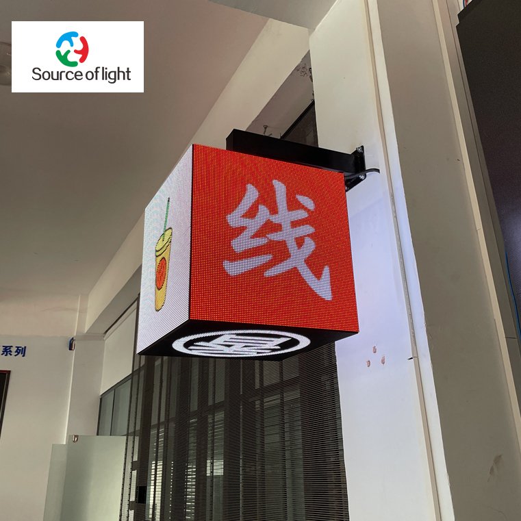 2021 the latest 5th generation cube LED signboard steric door header Polyhedral led advertising board rooftop matchups screen