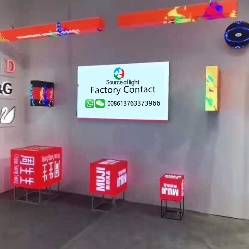 2021 the latest 5th generation cube LED signboard steric door header Polyhedral led advertising board rooftop matchups screen