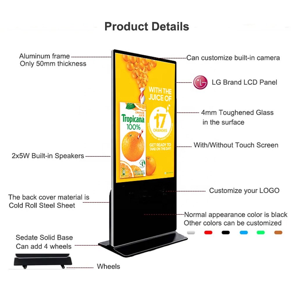 43 Inch Floor Standing Led/Lcd Display Digital Signage advertising touch screen menu Board