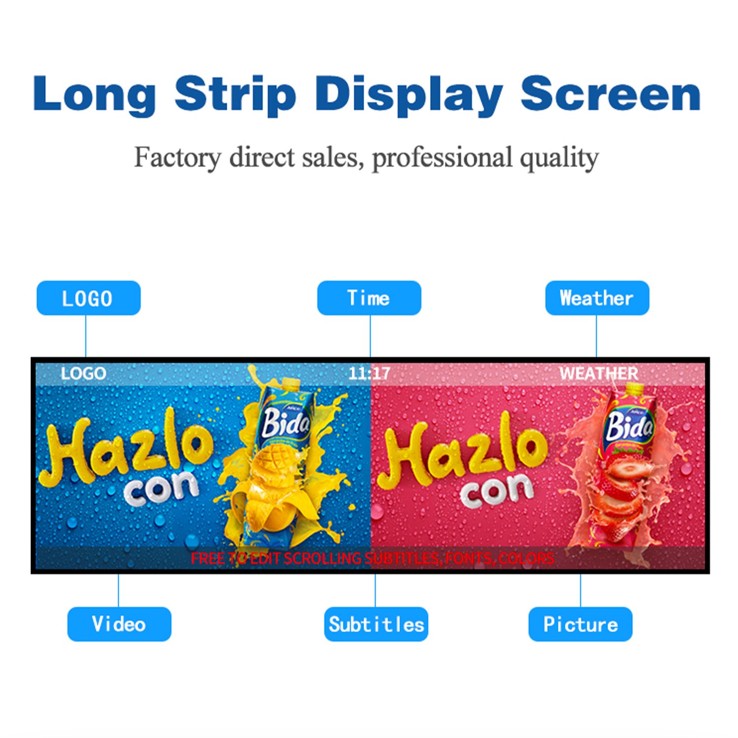 hot sale new design commercial stretch screen lcd bar supermarket slim digital display advertising screen