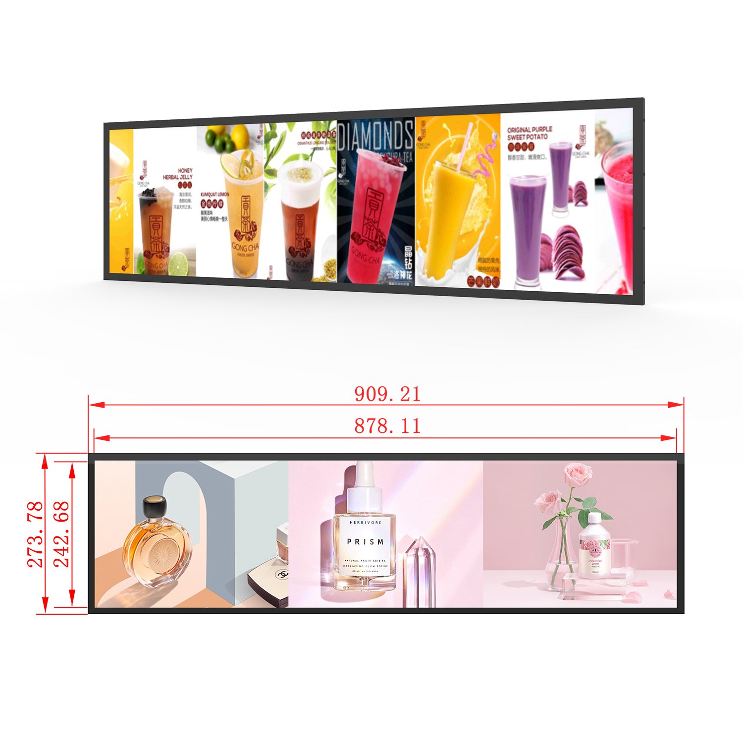 hot sale new design commercial stretch screen lcd bar supermarket slim digital display advertising screen