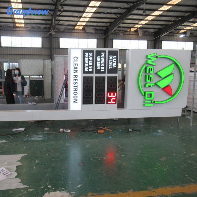 Outdoor electric building pylon directional wayfinding commerical business totem sign board