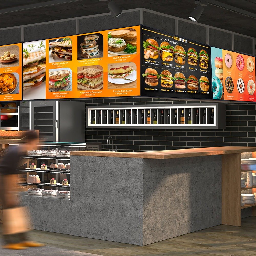 55-Inch Wall Mounted LCD Digital Signage Indoor Android Advertising Screen with SDK for Restaurant Fast Food Digital Menu Board