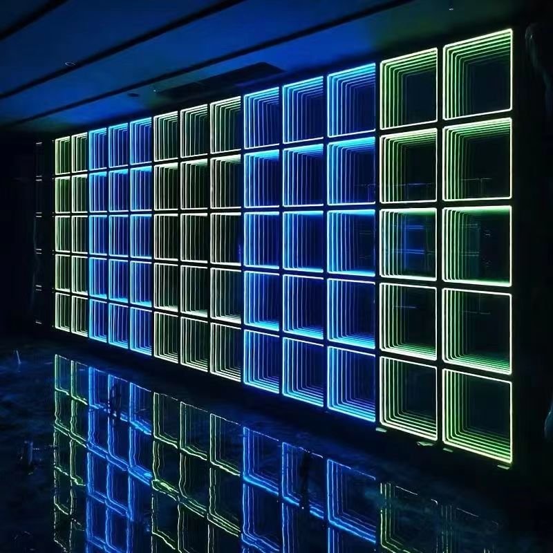 Customization Indoor Led Floor Panel Display Screen Hardened Glass Unlimited Abyss Mirror Decorative Light Box