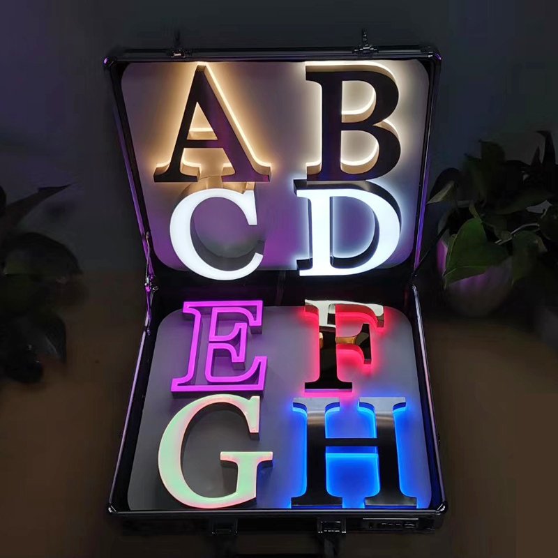 stainless steel mirror backlit 3d letter sign board led letter illuminate logo metal letter signboard led sign for business shop