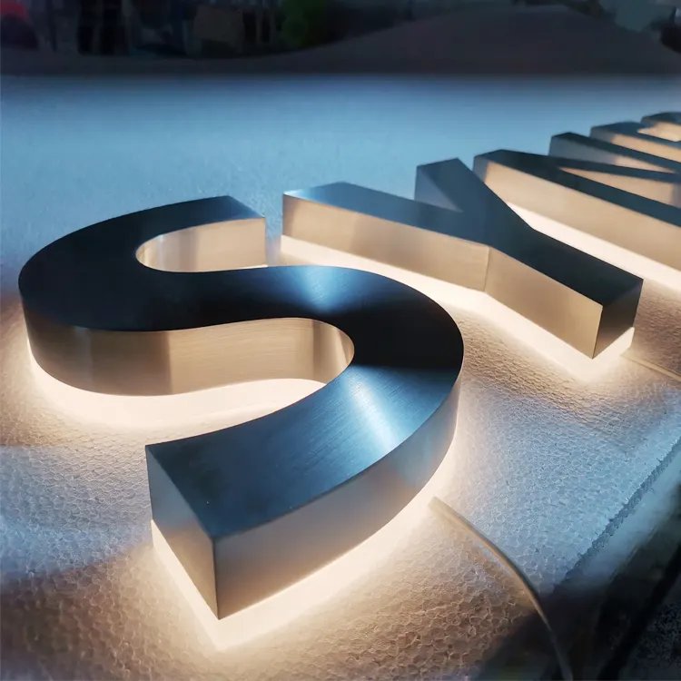 stainless steel mirror backlit 3d letter sign board led letter illuminate logo metal letter signboard led sign for business shop