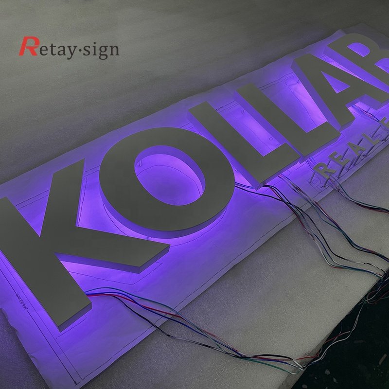 Advertising outdoor metal board signs custom led illuminated acrylic 3d backlit letters