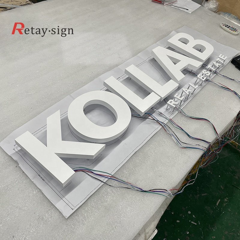Advertising outdoor metal board signs custom led illuminated acrylic 3d backlit letters