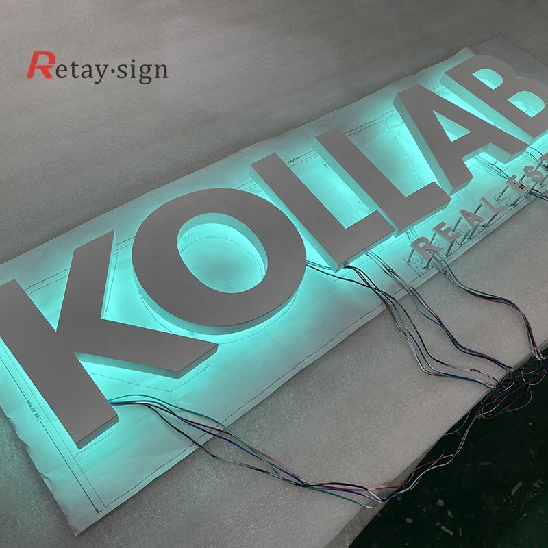Advertising outdoor metal board signs custom led illuminated acrylic 3d backlit letters