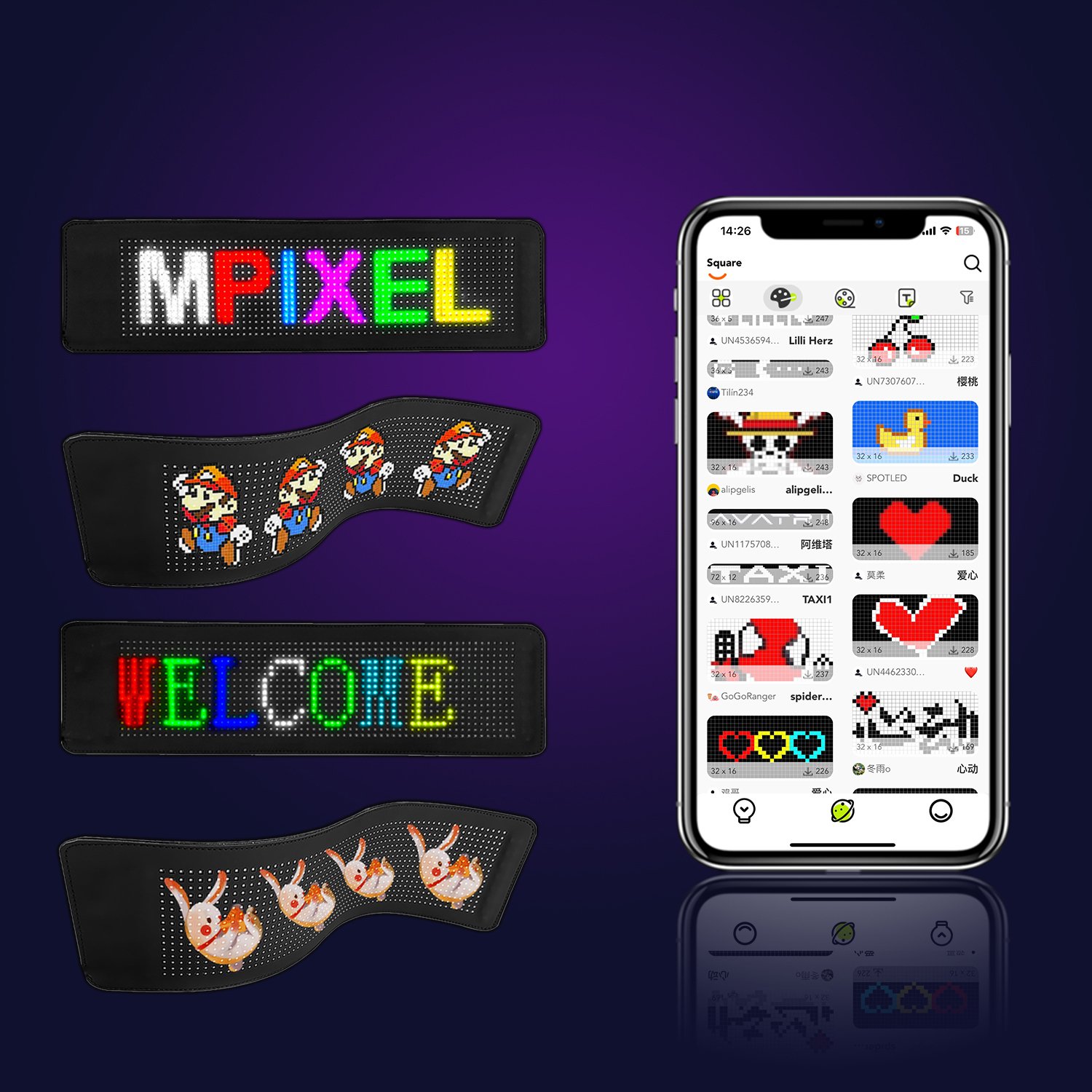 APP Control Flexible LED Message Board Programmable LED Sign Display Scrolling Advertising LED Matrix Panel For Car Bar KTV