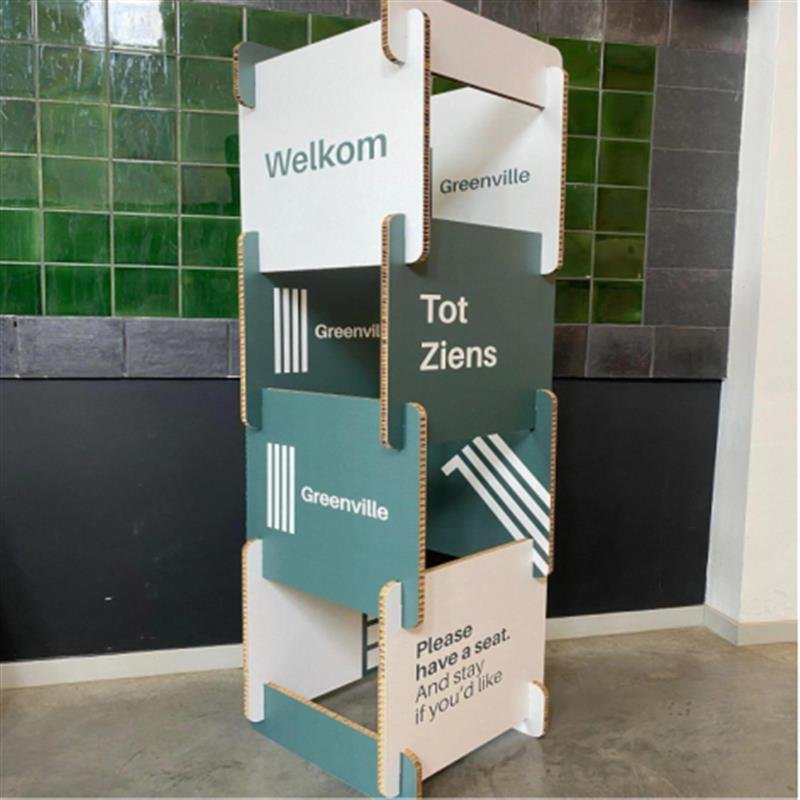 Modern Style Stackable Non Slip Portable Corrugated Paper Display Board Stand Recyclable Corrugated Cardboard Display