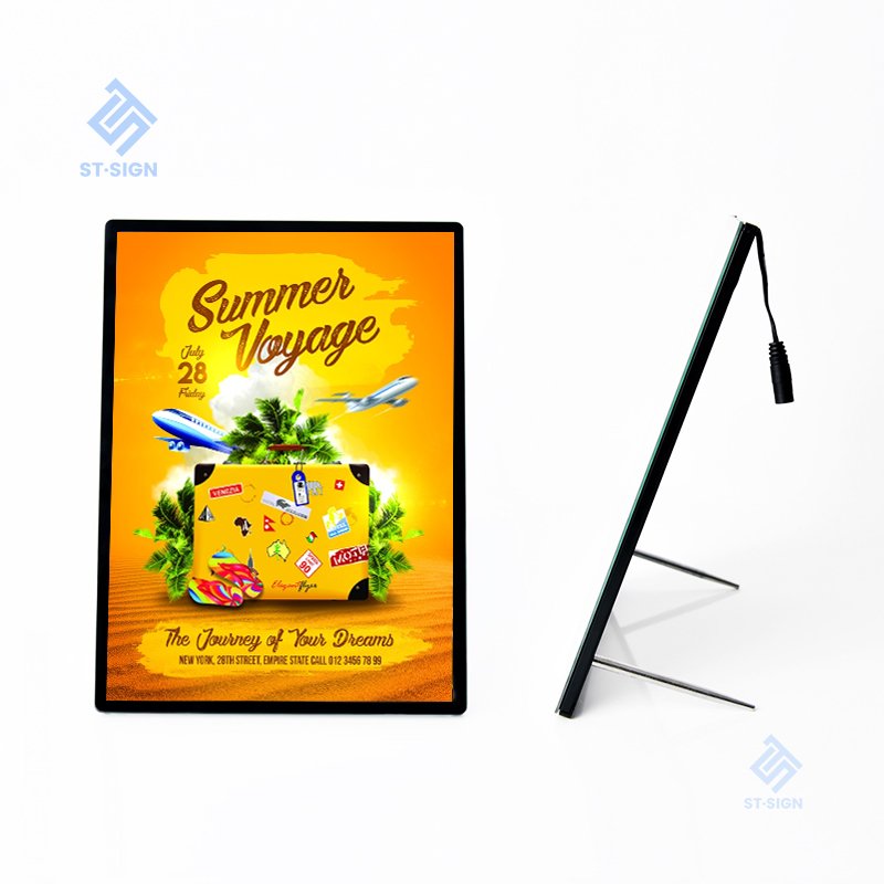 Ultra Slim Aluminum Frame Advertising Light Boxes A1/A2/A3/A4 LED Menu Board Tempered Glass Custom Rectangle Shape Acrylic SIGN