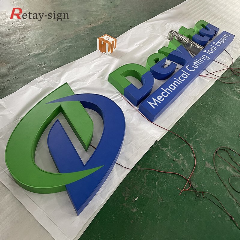 Storefront signs board outdoor advertising hanging illuminated front letters led light sign