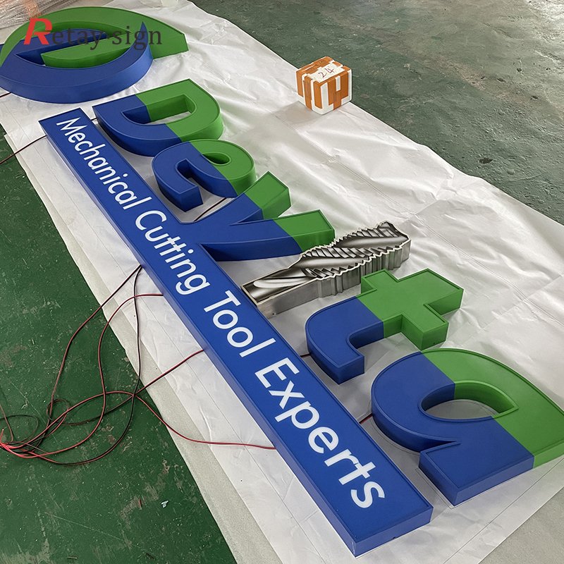 Storefront signs board outdoor advertising hanging illuminated front letters led light sign