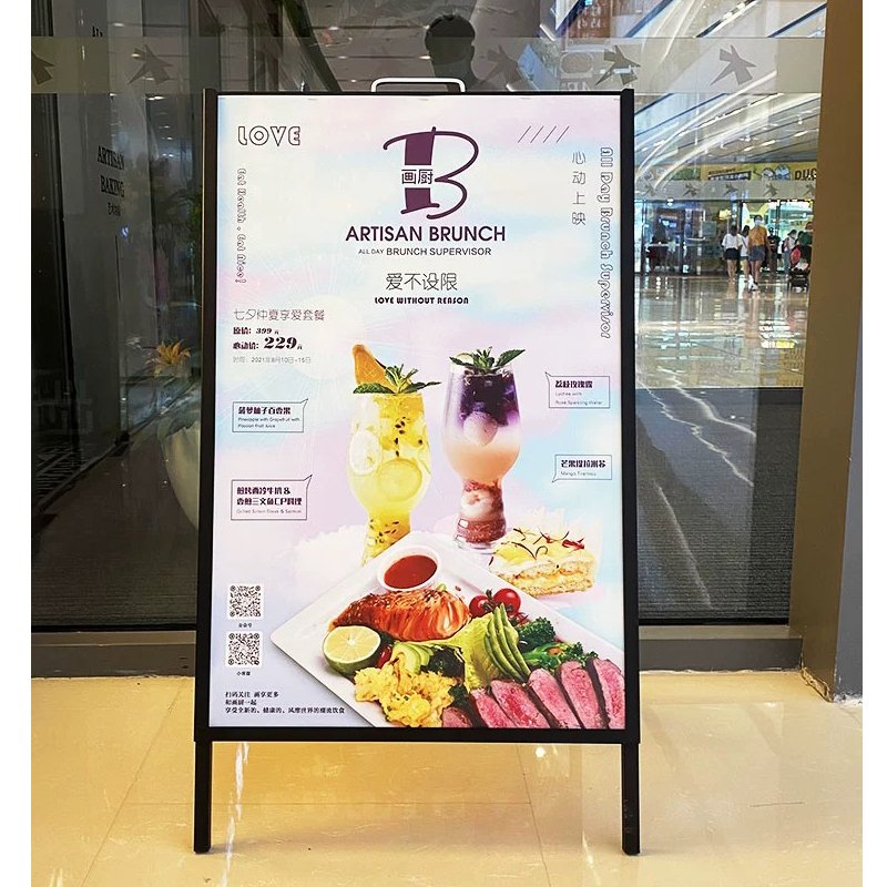 single-Sided Outdoor A-Frame Iron Billboard Display Standee Vertical Poster Rack for Advertising Boards