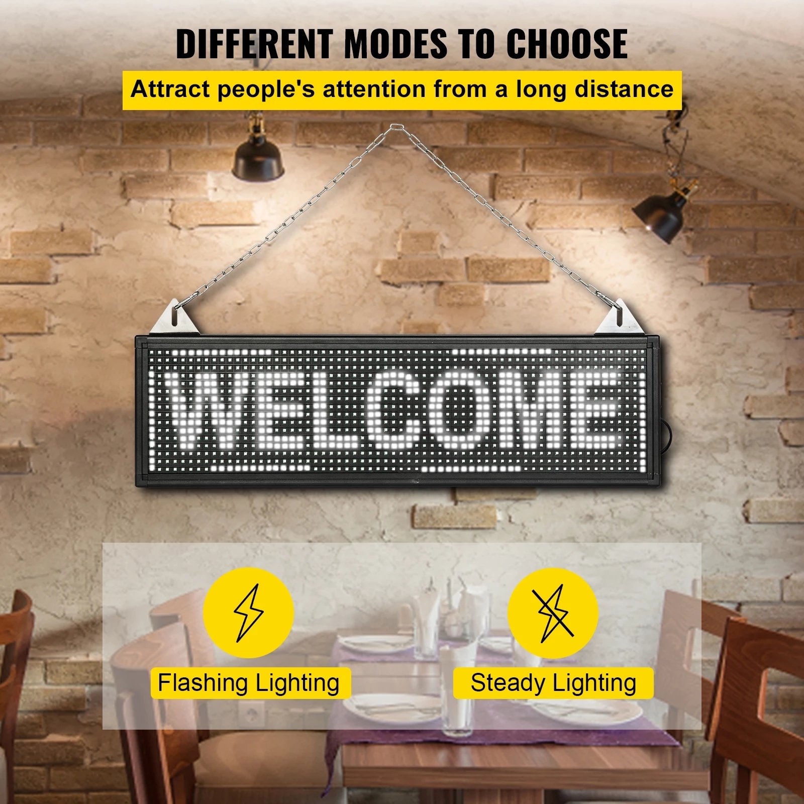 Led programmable Display P10 Sign With WiFi Control White Color Led Sign Scrolling Message Board for Business Store Bar Cafes