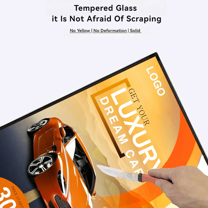 Ad Poster Frame Custom Size Tempered Glass LED Menu Board Marketing Advertising Aluminum Large Light Box
