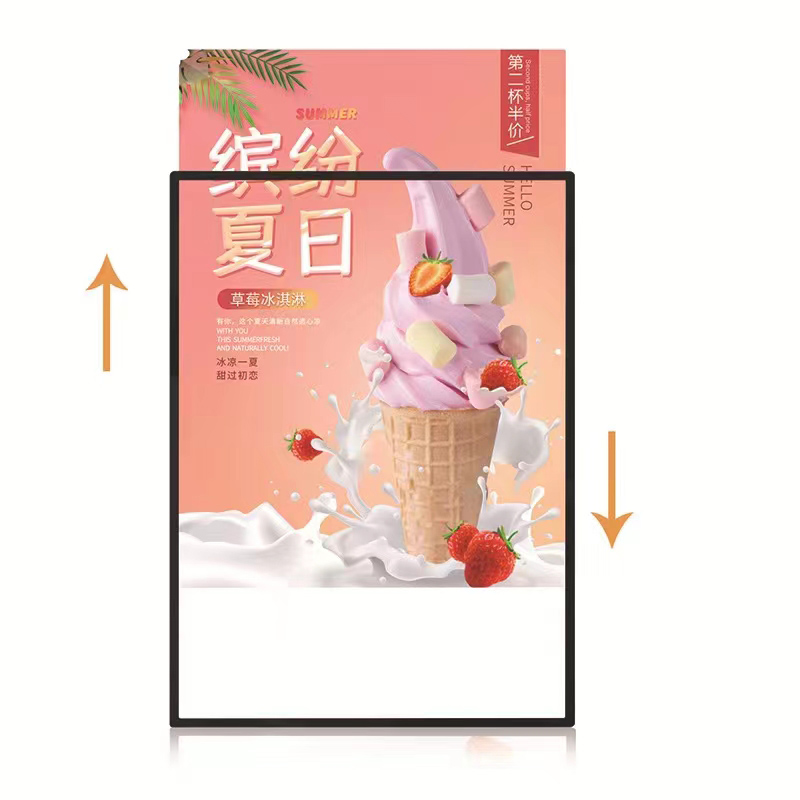 LED Power-saving Aluminum Frame Menu Board Tempered Glass Hanging Restaurant Shop Advertising Light Boxes