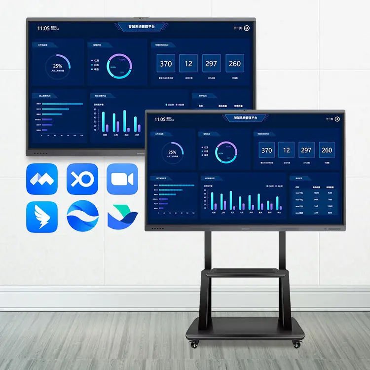 55 65 75 85 86 98 110 Inch Pen Finger Touch Interactive Flat Panel 4k Lcd Digital Interactive Smart Boards For Schools Teaching