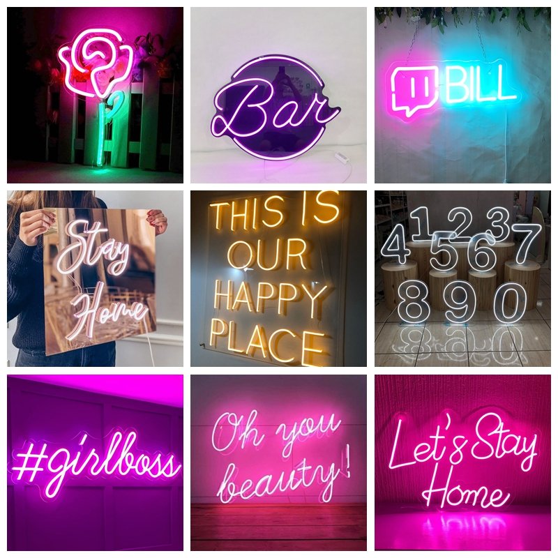 Neon Light Led Sign Advertising Equipment Home Decor Custom Number Letters Neon LED Sign
