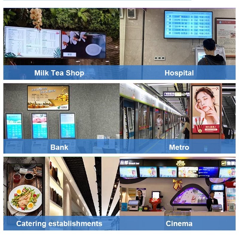 KU&SI 43 Inch Wall Mounted Digital Signage Menu Board Lcd Display Advertising Wall Mount Screen Indoor For Fast Food Restaurant