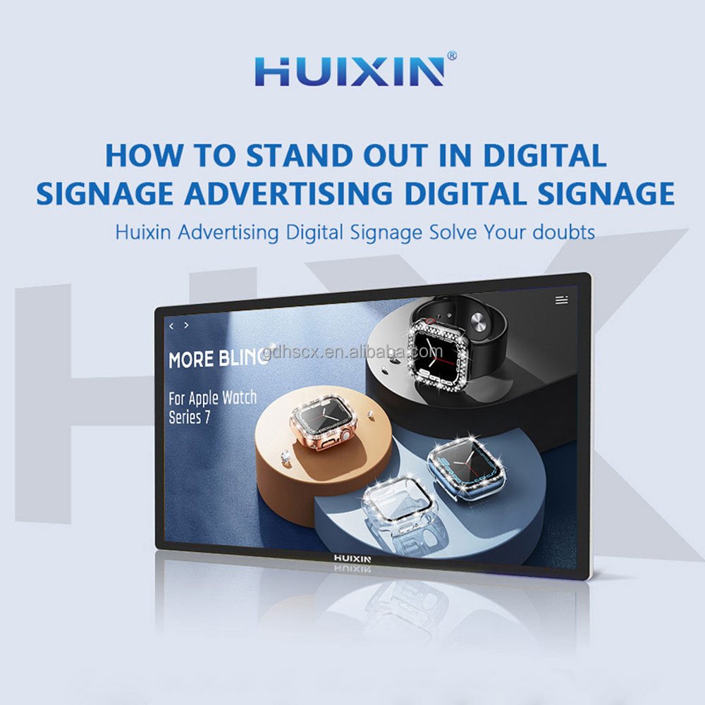 43 50 55 65 inch Wall-mounted 4K digital signage advertising media player with round corner