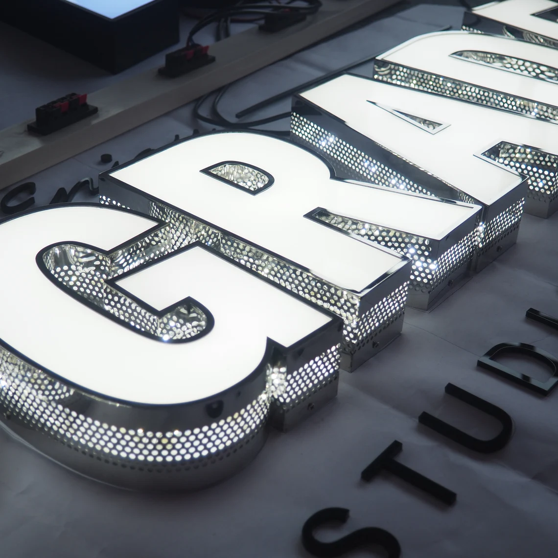 Outdoor Wall Led Channel Letters Logo Company Signage Led illuminated Hollow out glowing Sign Led Sign board For Shop Sign