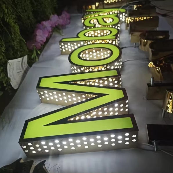 Outdoor Wall Led Channel Letters Logo Company Signage Led illuminated Hollow out glowing Sign Led Sign board For Shop Sign