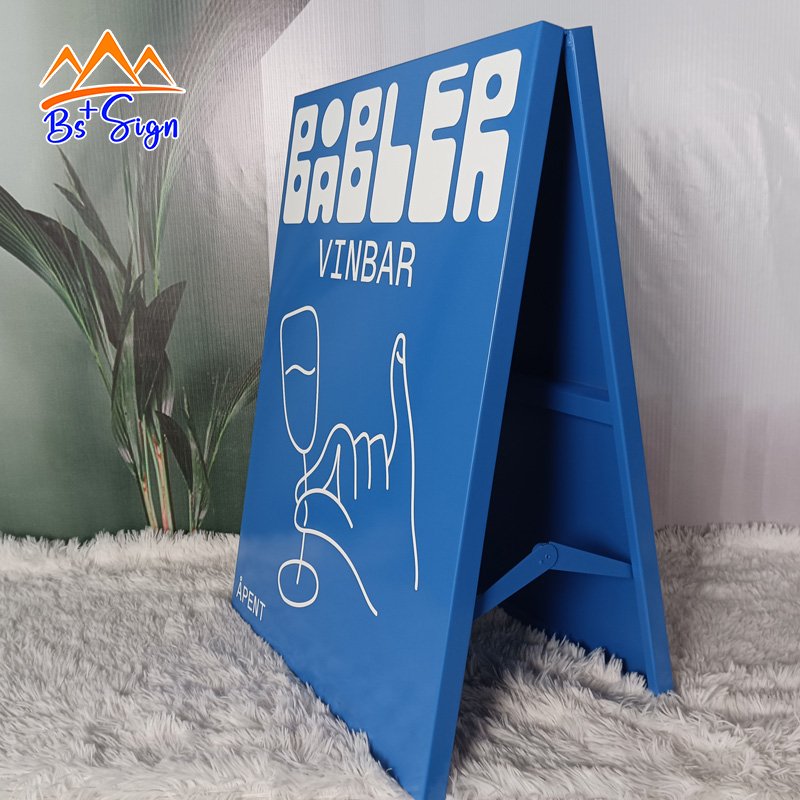 BS+ Custom A Board Floor Sign Stand Double Sided Folding Outdoor Advertising Boards Metal A Frame Sign