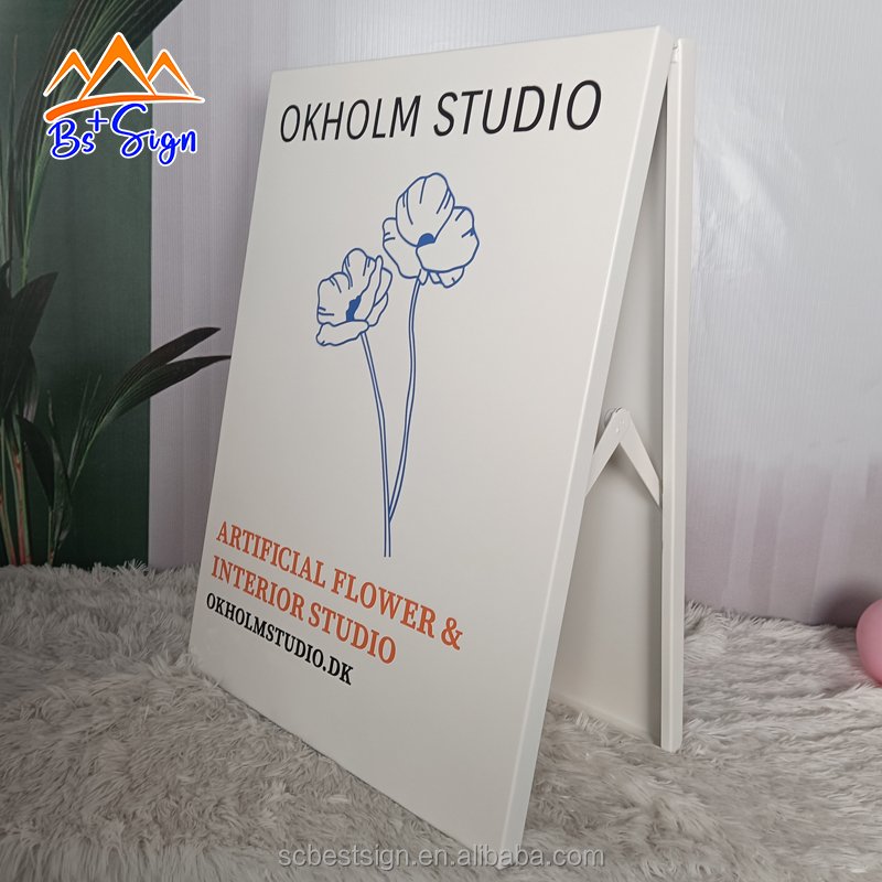 BS+ Custom A Board Floor Sign Stand Double Sided Folding Outdoor Advertising Boards Metal A Frame Sign