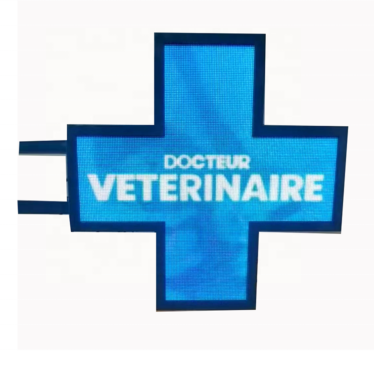 Hot Sell Big Programmable Outdoor Waterproof Double Side LED Pharmacy Cross Sign Board For Pharmacy& Church
