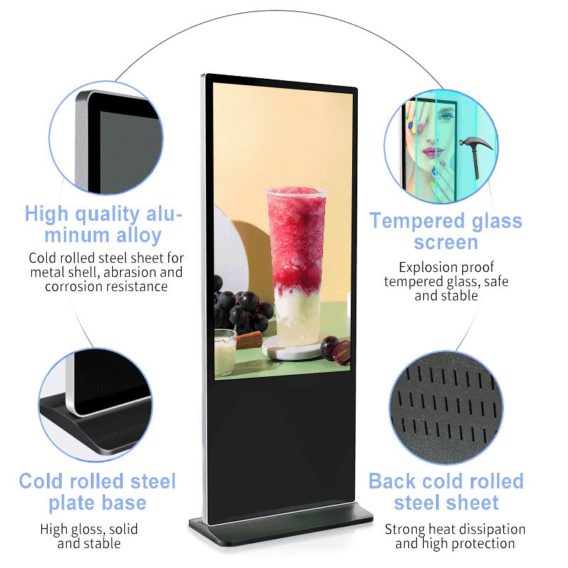 floor standing digital signage and displays white or black 32/43/55 inch Kiosk touch screens billboard with software