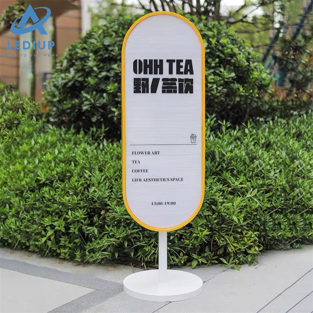 LEDIUP Customized round profile double side light box signs led rotating board store wall hanging ceiling acrylic advertising