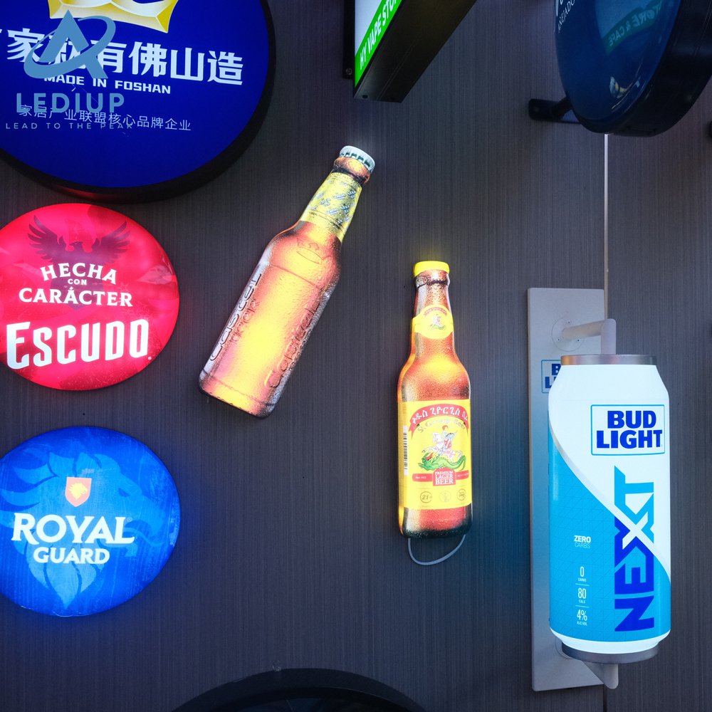 LEDIUP Customized round profile double side light box signs led rotating board store wall hanging ceiling acrylic advertising